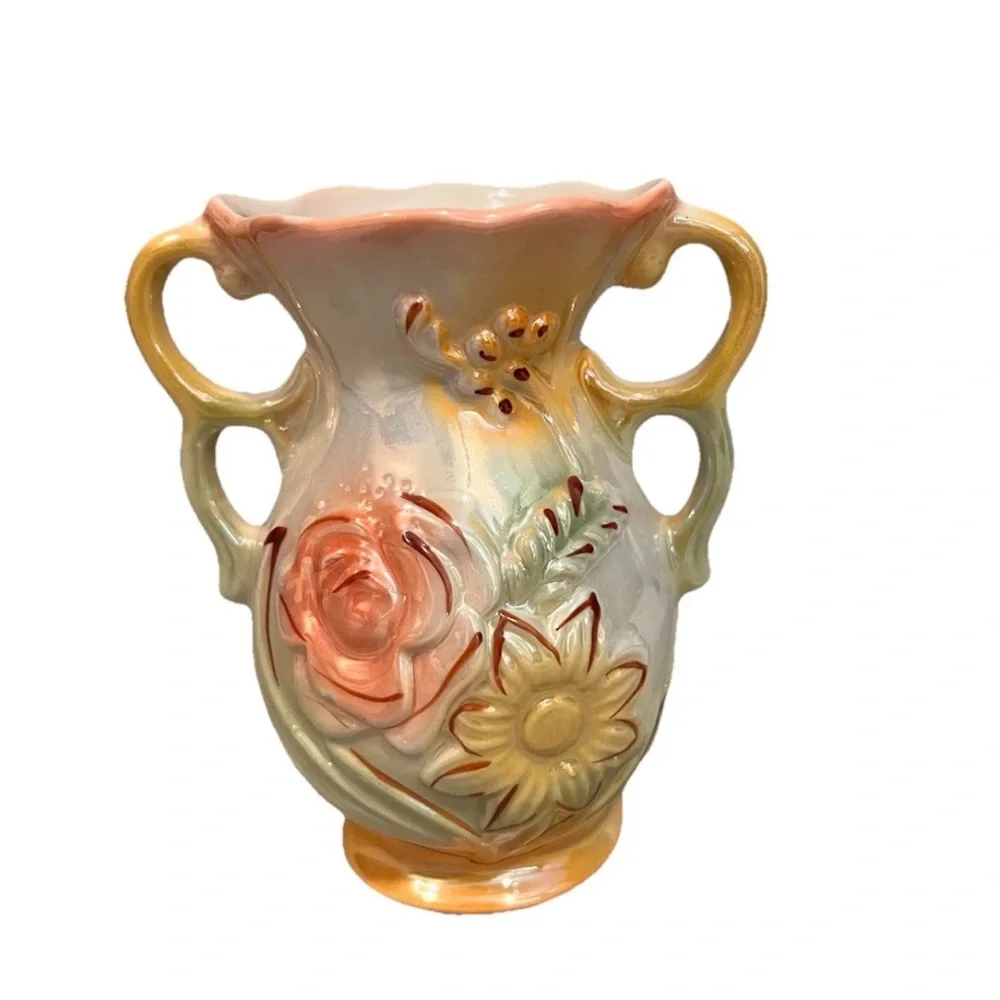 Vintage Brazilian Lusterware Iridescent Glaze Vase Made In‎ Brazil
